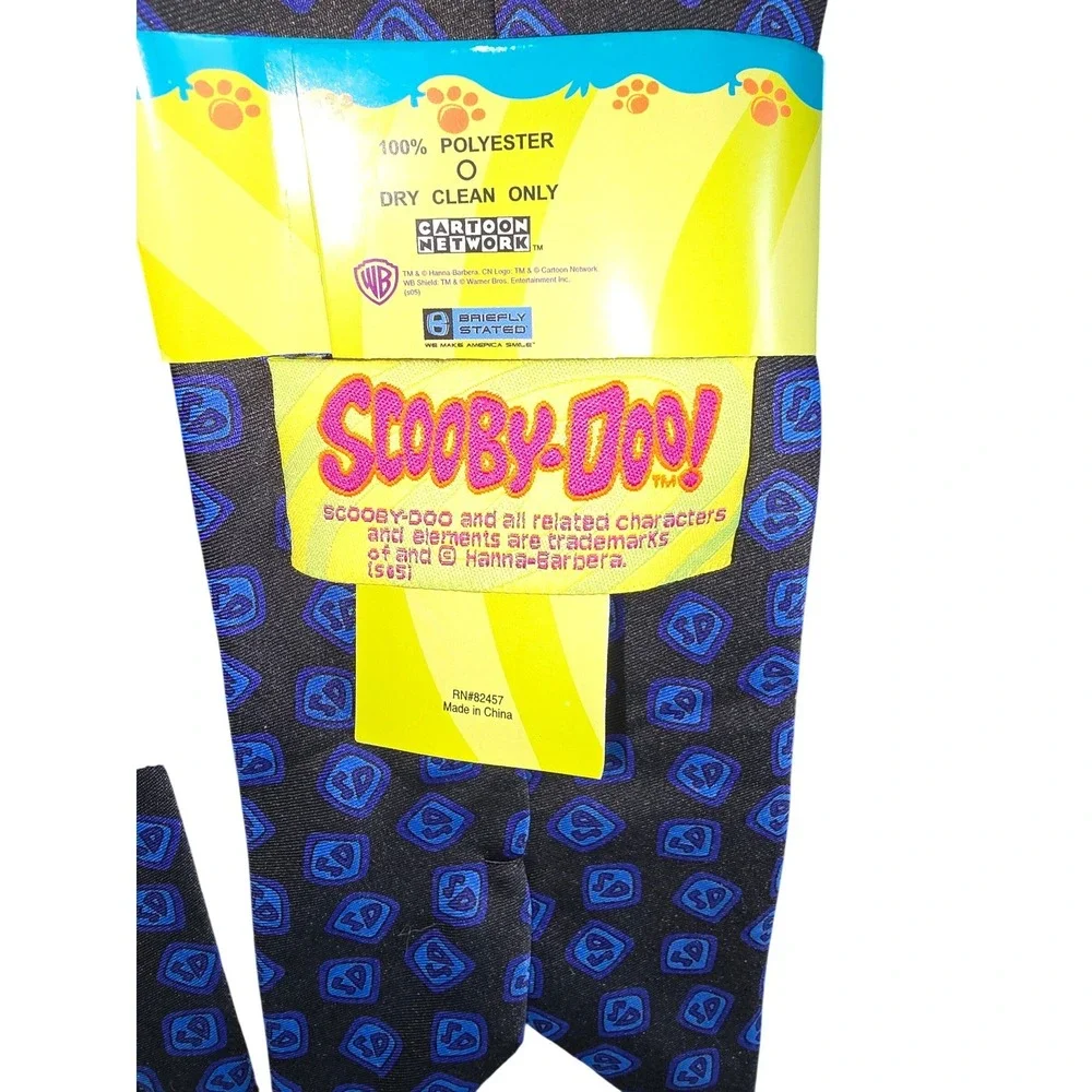 Scooby-Doo Mens Necktie Cartoon Network Warner Bros Blue Black‎ Polyester NWT